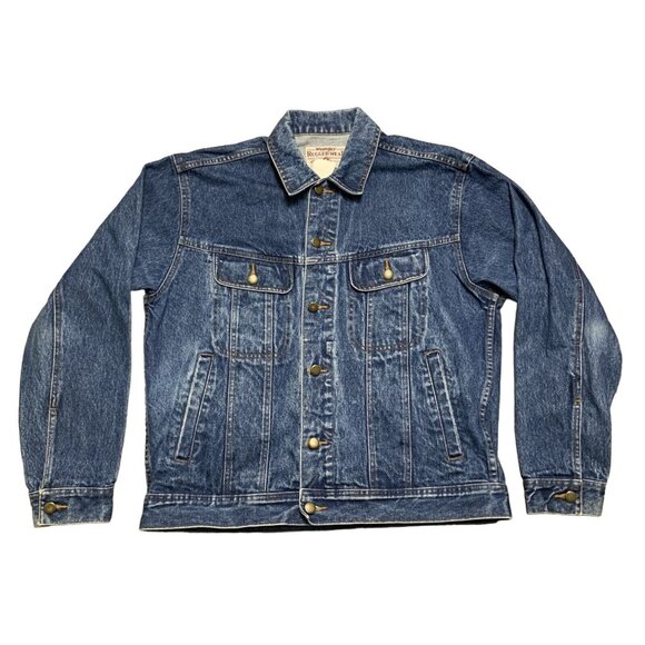 Vintage Wrangler Rugged Wear Denim Jacket Mens Large Button-Up Blue Jean Collar - Picture 1 of 13